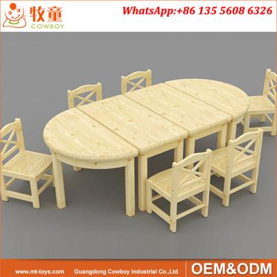 China Solid pine wood nursery play school table and chairs for 1.5-4 years old kids for sale