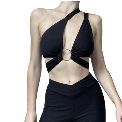 China 2022 New Summer Women's Breathable Sexy Strappy Short Top Women's Solid Color Ring Halter Multi-Purpose Chest Wrap Vest Chest Wrap Vest for sale