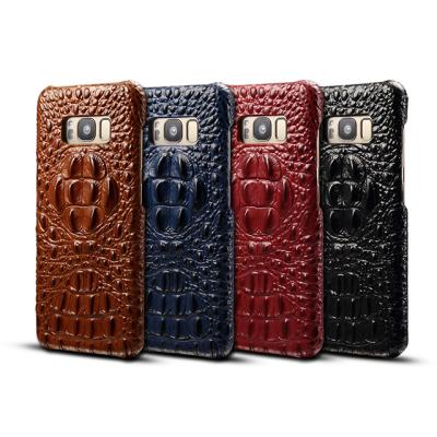 China High Grade Retro Genuine Leather Top Leather With 3D Crocodile Grain Phone Case For Samsung S8 S8 Plus for sale