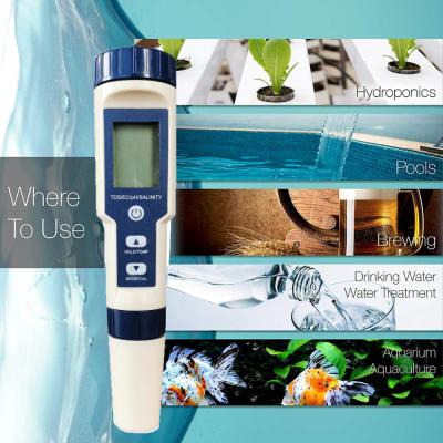 China Salinity Meter TDS Tester 5 In 1Portable Water Salinity PH Meter Automatic Salinity Meter EZ-9909SP for sale