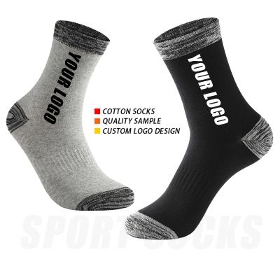 China Custom QUICK DRY Jacquard Mens Embroidery Fashion Cotton Design Men Sock Logo Sports Crew Socks For Men for sale