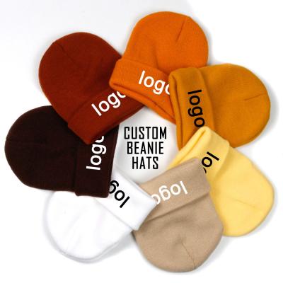 China COMMON Logo Custom Acrylic Beanie Hats Design Your Logo Knit Winter Warm Beanie Hats for sale