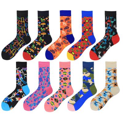 China Wholesale QUICK DRY breathable soft socks fashion colorful knit sock custom mens fashion floral design crew funny socks for sale