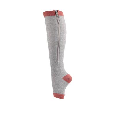 China Breathable socks custom sports zippered compression socks new knee high compression socks with open toes for sale