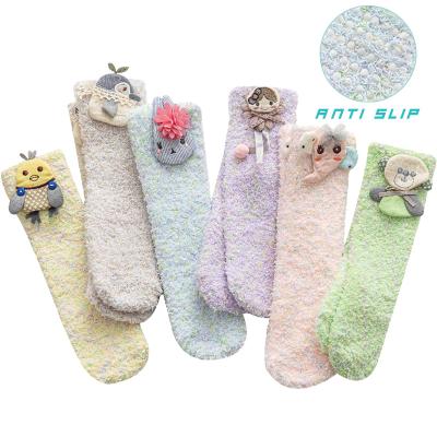 China Uron QUICK DRY Thick Kids Socks Fuzzy Warm Coral Fleece Socks Cute Design Kids Winter Socks for sale