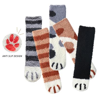 China URON Fuzzy Kids Socks Cute Knitted Coral Fleece Kids Socks Winter QUICK DRY thick indoor socks for kids for sale