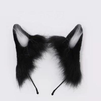 China Savage Role Play Masquerade Ball Foldable Plush Wolf Ears Show Supplies. for sale