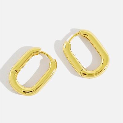 China High Quality 925 Sterling Silver Jewelry Gold Plated Designer Oval Hoop 925 Sterling Silver Women's Earrings For for sale