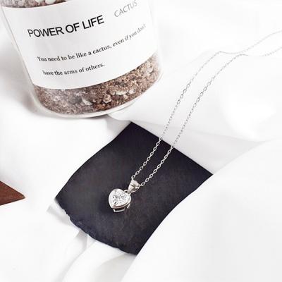 China Non Tarnish Silver Jewelry 925 Sterling Silver Cubic Zirconia Love Heart Pendant 925 Sterling Silver Necklace For Women for sale