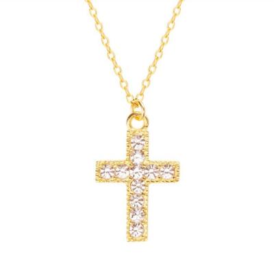 China Gold Plated Zirconia Diamond Cross Pendant 925 Sterling Silver Necklace For Women High Quality 925 Sterling Silver Jewelry for sale