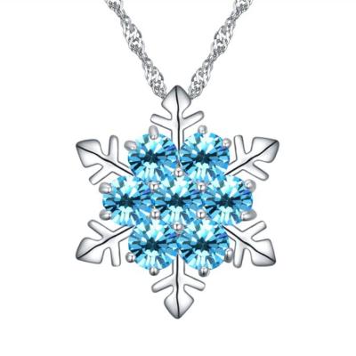 China Tarnish Free Crystal Diamond Snowflake Pendant Gold Plated Jewelry Fashion Necklace For Women for sale