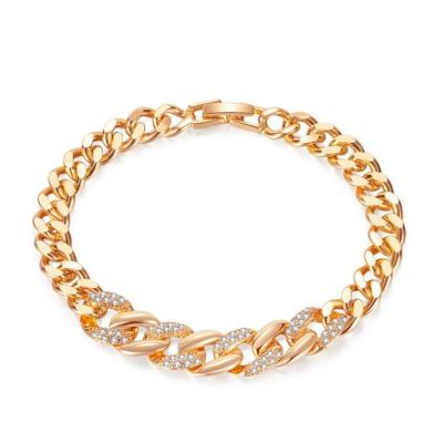 China Tarnish Free Jewelry Fashion Jewelry Gold Plated 14k Iced Out Cubic Zirconia Diamond Iced Out Link Chain Bracelets For Women for sale