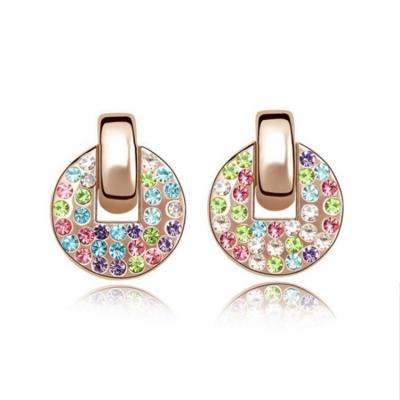 China Non Tarnish CZ Pave Crystal Round Gold Plated Stud Earrings Designer Jewelry Fashion Jewelry For Women 2021 for sale