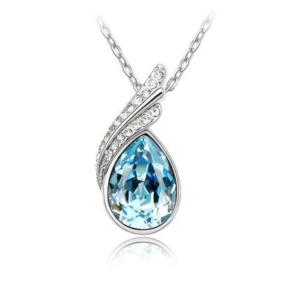 China Lead Free Nickel Free Angel Wing Heart Pendant Crystal Necklace Fashion Jewelry for Women for sale