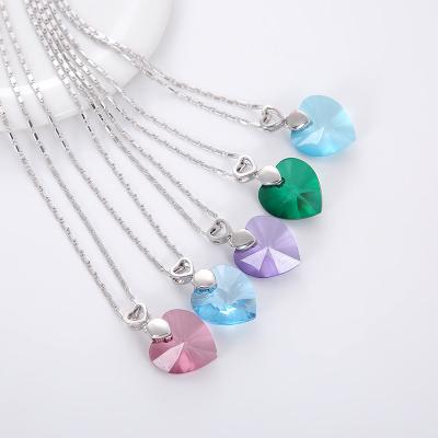 China Nickel Free Fashion Jewelry Forever Love Heart Crystal Pendant Necklaces For Women for sale