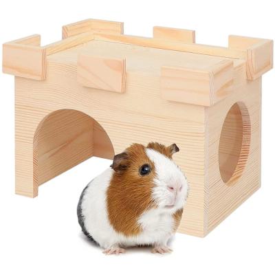 China Sustainable Natural Wood Pets Castle Squirrel Rabbit Pet House Bed Wooden Product House for sale