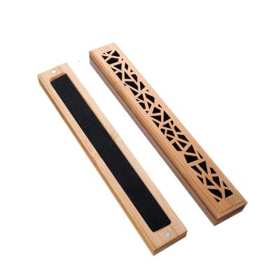 China Chinese Wholesale Wooden Incense Craft Handmade Incense Stick Holder Hardcover Inserted Wooden Censer for sale