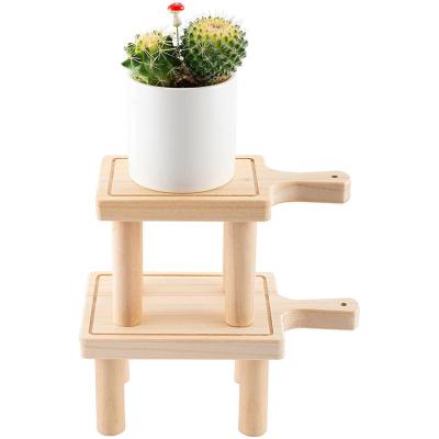 China Wooden Stools Indoor Outdoor Garden Rack Bottom Pot Flower Stand Europe Plant Flower Display Plant Stand Succulent Shelf for sale