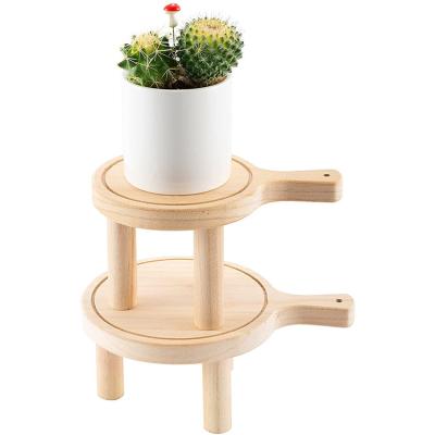 China Europe suitable for courtyard indoor outdoor decoration family modern wooden flower pot stand with handle for sale