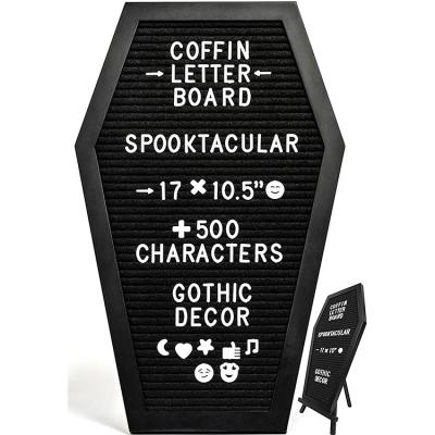 China Halloween Creepy Black Decoration Europe Shape Coffin Letter Wooden Felt Board for sale