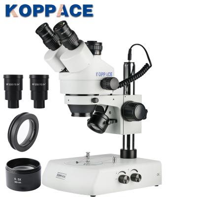 China KOPPACE 3.5X-90X Trinocular Microscope WF10X/20 LED Repair Stereo Microscope Mobile Phone Eyepieces Upper and Lower Light Source 220X200X20mm for sale