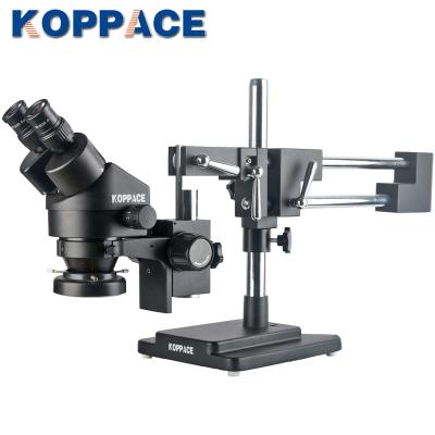 China KOPPACE 3.5X-90X Microscope Double-arm Boom Stand Mobile Phone Repair Binocular Stereo 144 LED Ring Light KP-7045H-L2-0390 for sale