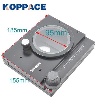 China Aluminum Alloy KOPPACE Microscope Stage 75mm Vertical 55mm Moving Stage XY Ball Horizontal Moving XY Guide 360 ​​Degree Rotation Can Be Used for sale