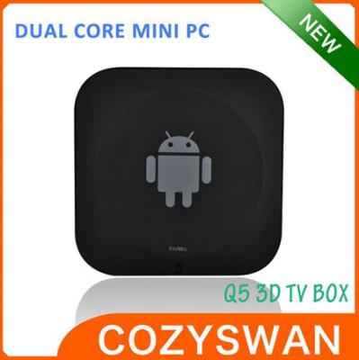 China Customized Black Dual Core Q5 3D Allwinner Mini PC Android 4.2.2 3D Tv Box 4GB ROM for sale