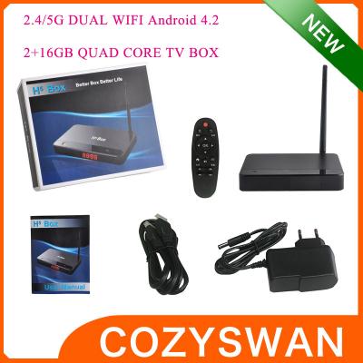 China RAM de la caja H5 2GB de HD RK3188 TV y 16GB ROM quad-cores androides llenas 1080p con RJ45 USB HDMI en venta