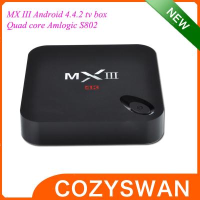 China DLNA Miracast Amlogic S802 Quad Core Google Android 4.4 TV BOX MXIII XBMC 4K for sale