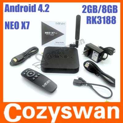 Chine boîte intelligente de ROM 16GB PC androïde androïde du noyau HD 3D de quadruple de néo- X7 RK3188 TV Minix mini à vendre