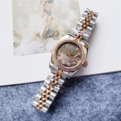 China ROL Diamond Bezel Case Waterproof Shiny Dial Luxury Lady Mechanical Watch for sale