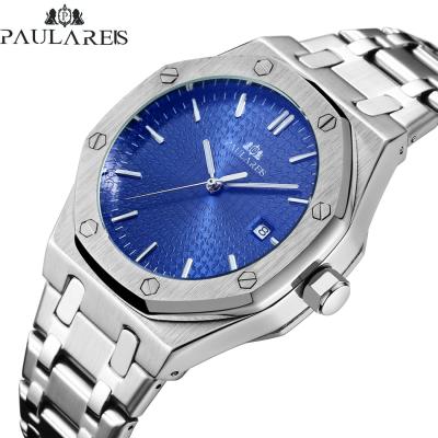 China Men's Paulareis Water Resistant Wind Stainless Steel Automatic Mechanical Single Strap Business Blue Rose Gold Yellow Gold Date Individual Watch for sale