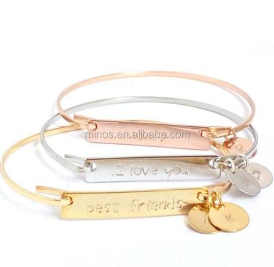 China Personalized Stainless Steel Bar Bangle Bracelet, New Design Stainless Steel Gold Bangle Jewelry Design For Girls for sale