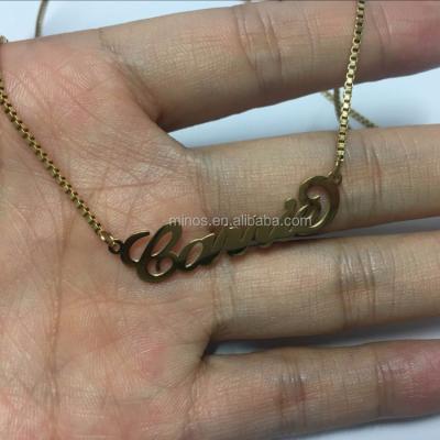 China Vintage 18k Gold Plated Angel Name Necklace Jewelry Custom Plated Over Stainless Steel Nameplate Necklace for sale