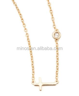 China Stainless Steel Cross and Single-Diamond Necklace, 20 Grams Gold Necklace Designs for sale