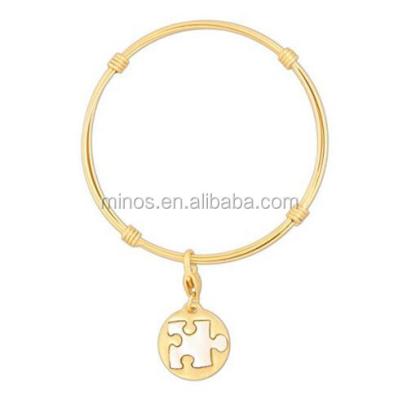 China 2017 New Twisted Bracelet Gold-Tone Stainless Steel Bracelet Bangle With Autism Awareness Charm for sale