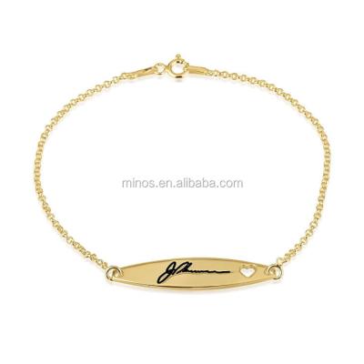 China Hot Sales Stainless Steel Style Simple Gold Plated Jewelry , 24k Gold Plated Signature Bracelet With Cut Heart for sale