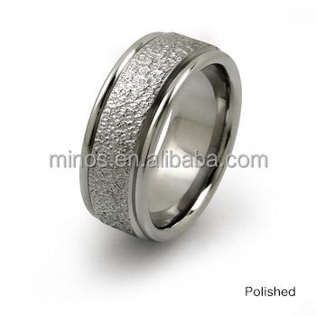 China Titanium Laser Custom Finish Titanium Jewelry Rings With Rolled Sides for sale