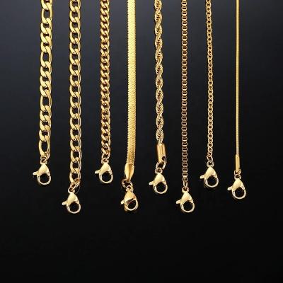 China Custom FASHIONABLE Logo Trendy Choker 14k 18k Gold Plated Stainless Steel Chain Necklace Cuban Link Fishbone Chain for sale