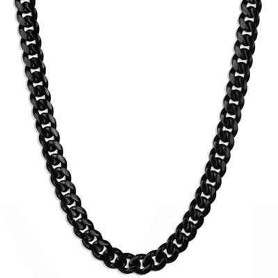 China Trendy Custom Made Stainless Steel Miami Restriction Chain Necklace Hip Hop Jewelry 2022 Men's Black Thick Cuban Link Necklace for sale