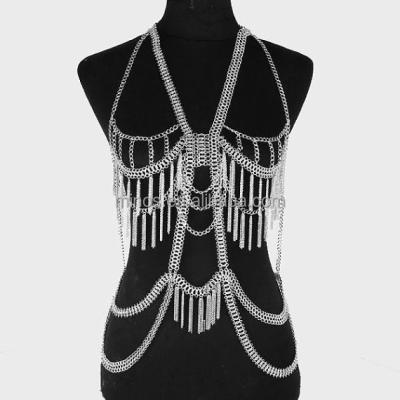 China New Stainless Steel Layer Body Chain Necklace Design Harness Bikini Belly Beach Jewelry for sale