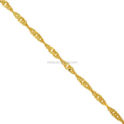 China Solid Chain Necklace Fashion Singapore Stainless Steel 2mm 14k Yellow Gold Chain Necklace for sale