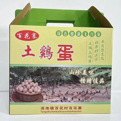 China Factory Wholesale Custom Recycled Recyclable Cardboard Chicken Egg Packaging Boxes With Handle Egg Box Corrugated Cartons for sale