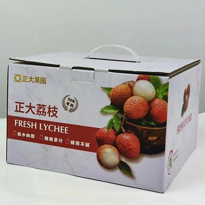 China Factory Hot Sale Recyclable Carton With Handle Fruit Cardboard Box Kiwi Strawberry Watermelon Peach Cherry Agricultural Packaging for sale