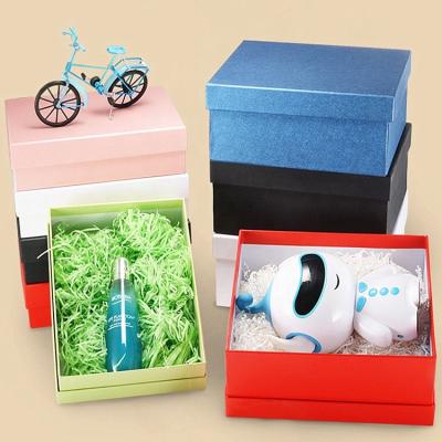 China Wholesale Recycled Materials Factory Rectangle Packaging Box Black Wrapping Paper Gift Box Sky And Earth Lid Cosmetic Box for sale