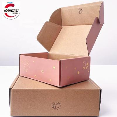 China Recyclable Custom Logo Pink Personalized Ecommerce Cardboard Box Paper Black Packaging Bag Corrugated Mailing Mailer Box With Logo for sale