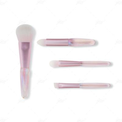 China 4pcs Mini Facial Makeup Brush Set Factory Portable High Quality Pink Travel Makeup Cosmetic Brush Set for sale