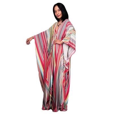 China Viable Wholesale Woman's Plus Size Long Sleeve Colorful Kaftan Costume For Beach for sale