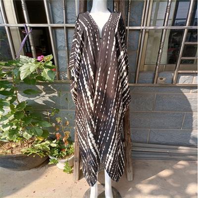 China Custom Logo Tie Dye Stripe Ladies Breathable Swimwear Cover Up Beachwear for sale